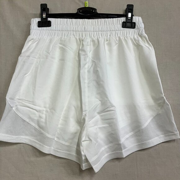 SILKWORLD Women's S White High Waist Running Zipper Pockets Athletic Shorts - Picture 9 of 11
